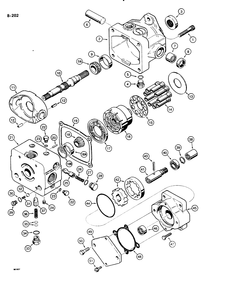 Схема запчастей Case DH4B - (8-202) - ATTACHMENT DRIVE PUMP - H665802 (08) - HYDRAULICS