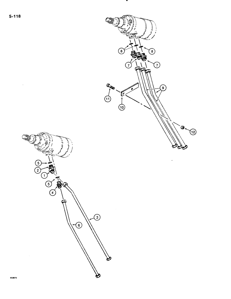 Схема запчастей Case DH4B - (5-118) - STEERING WHEEL HYDRAULIC LINES - UPPER (05) - STEERING
