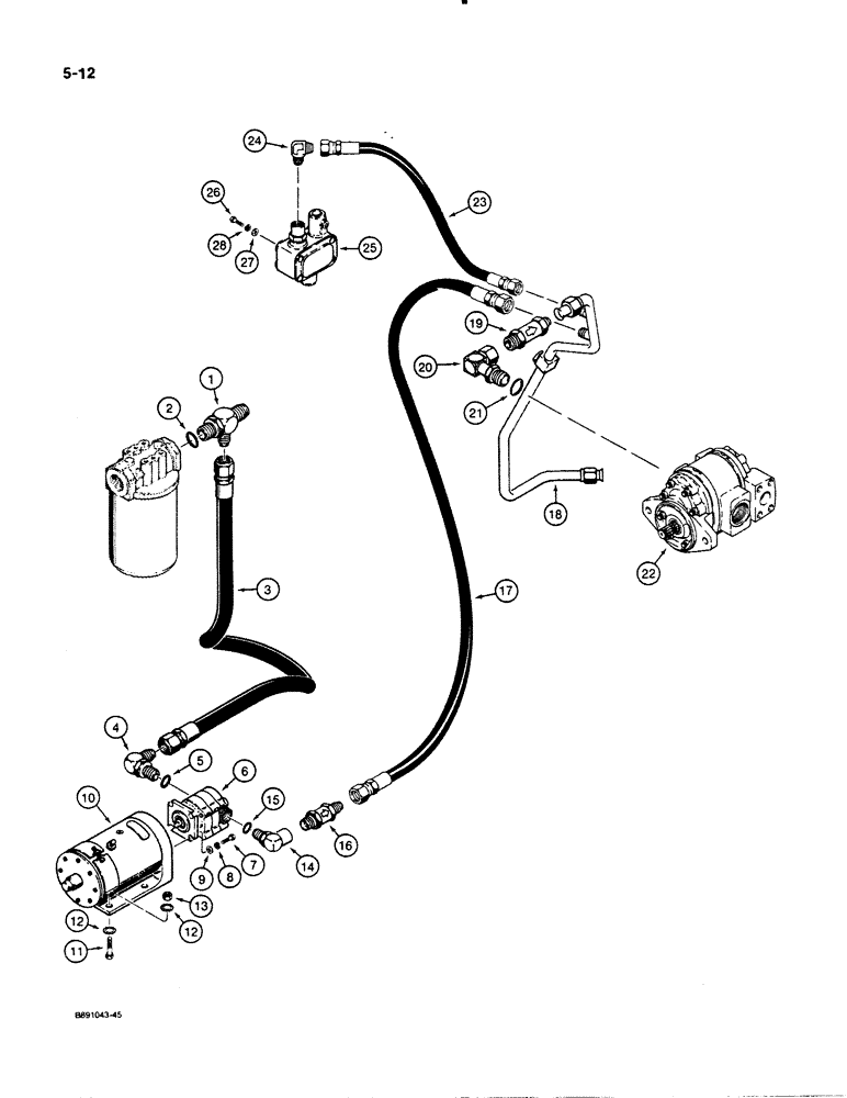 Схема запчастей Case W11B - (5-012) - HYDRAULIC CIRCUIT, *OPTIONAL AUTOMATIC AUXILIARY STEERING (05) - STEERING
