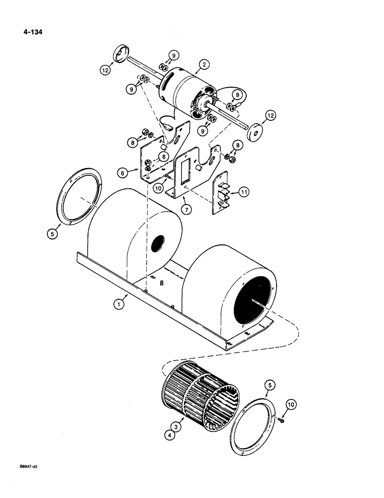 Схема запчастей Case W36 - (4-134) - CAB BLOWER (04) - ELECTRICAL SYSTEMS