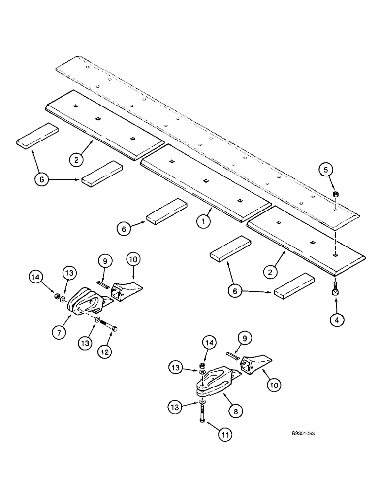Схема запчастей Case 821B - (9-014) - AUXILIARY BUCKET, CUTTING EDGES, WEAR PLATES, & BUCKET TEETH, BOLT ON CUTTING EDGES & WEAR PLATES (09) - CHASSIS/ATTACHMENTS