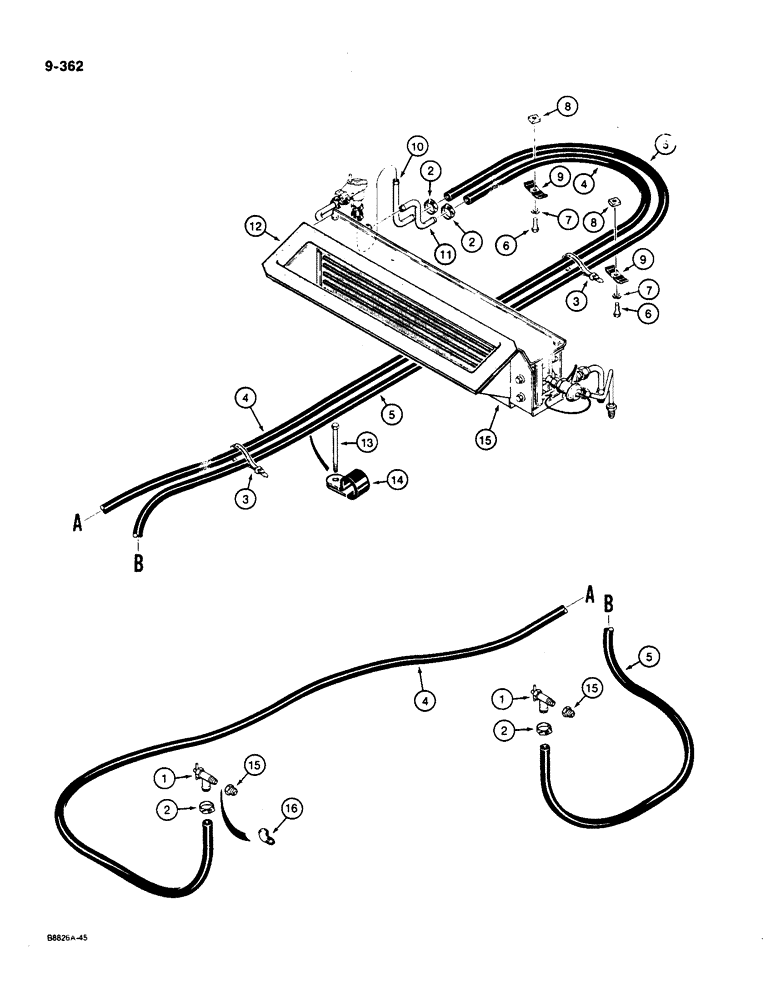 Схема запчастей Case W36 - (9-362) - HEATER LINES (09) - CHASSIS/ATTACHMENTS