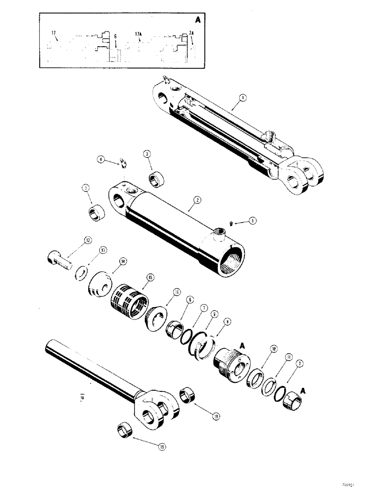 Схема запчастей Case 310G - (260) - LOADER HYDRA-LEVELING CYLINDERS, USES SPLIT SNAP IN OUTER ROD WIPER (07) - HYDRAULIC SYSTEM