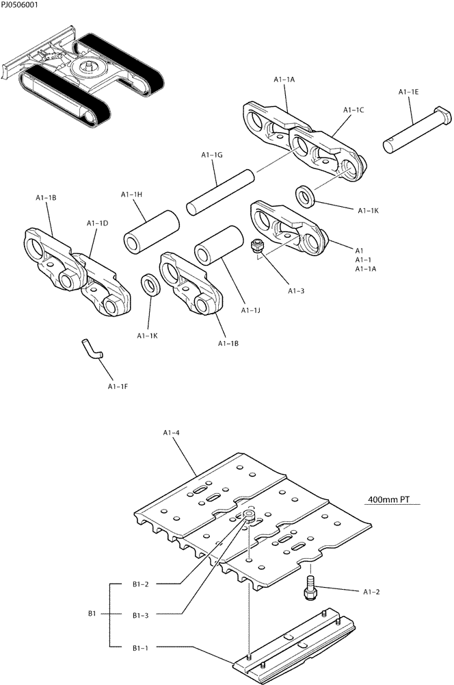 Схема запчастей Case CX50B - (02-009) - SHOE ASSY, P/N PY60D00007F1 (48) - TRACKS & TRACK SUSPENSION