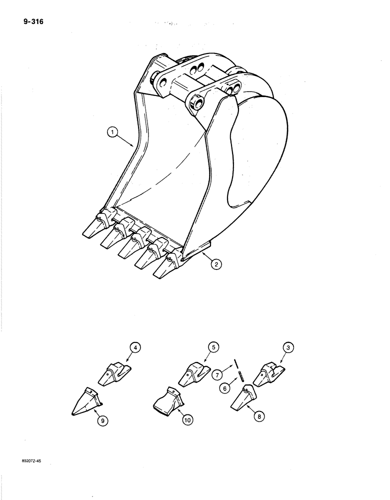 Схема запчастей Case 1080B - (9-316) - BACKHOE BUCKETS, GENERAL PURCHASE (09) - CHASSIS