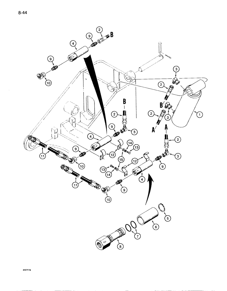 Схема запчастей Case 1085B - (8-044) - WRIST-O-TWIST CIRCUIT (08) - HYDRAULICS