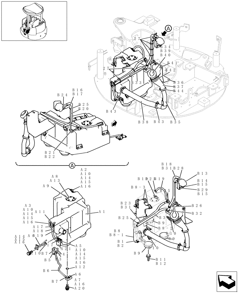 Схема запчастей Case CX27B - (059-01[1]) - FUEL TANK (CANOPY) (10) - ENGINE