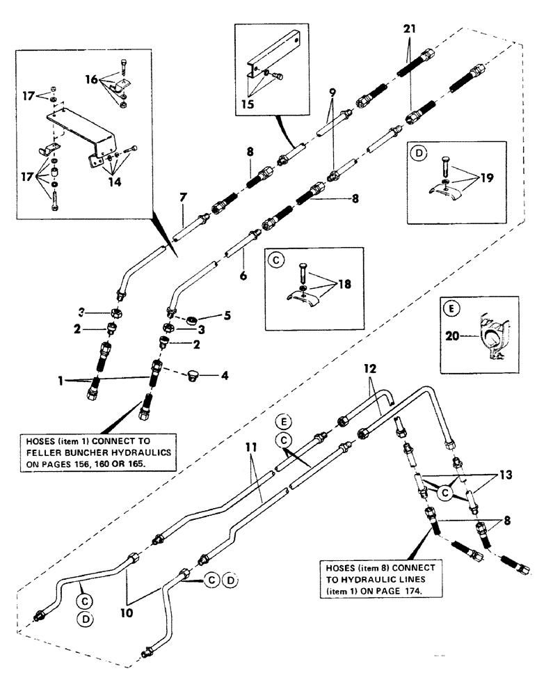 Схема запчастей Case 40BLC - (172) - AUXILIARY BOOM HYDRAULICS FOR FELLER BUNCHER (07) - HYDRAULIC SYSTEM