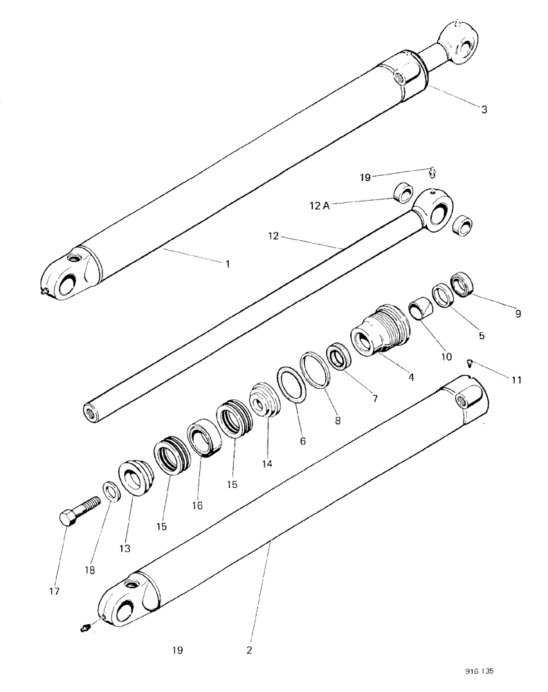 Схема запчастей Case 580F - (148) - LOADER LIFT CYLINDER, UP TO NO 3.702.039, DC AND 3.733.219, TC (35) - HYDRAULIC SYSTEMS