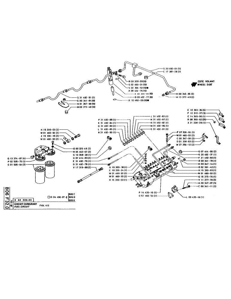 Схема запчастей Case 220 - (065) - FUEL CIRCUIT (02) - FUEL SYSTEM