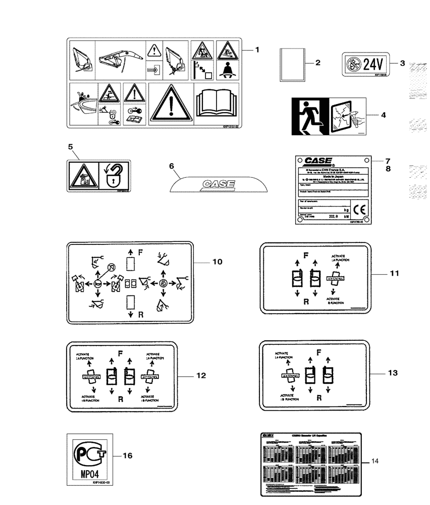 Схема запчастей Case CX350C - (09-060[00]) - DECALS (09) - CHASSIS/ATTACHMENTS
