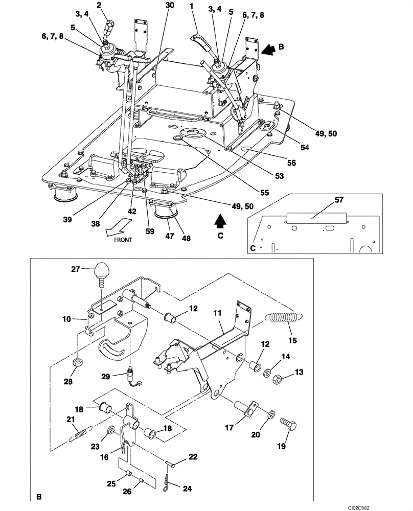 Схема запчастей Case CX135SR - (09-15) - CONTROLS, TRAVEL - OPERATORS COMPARTMENT (09) - CHASSIS/ATTACHMENTS
