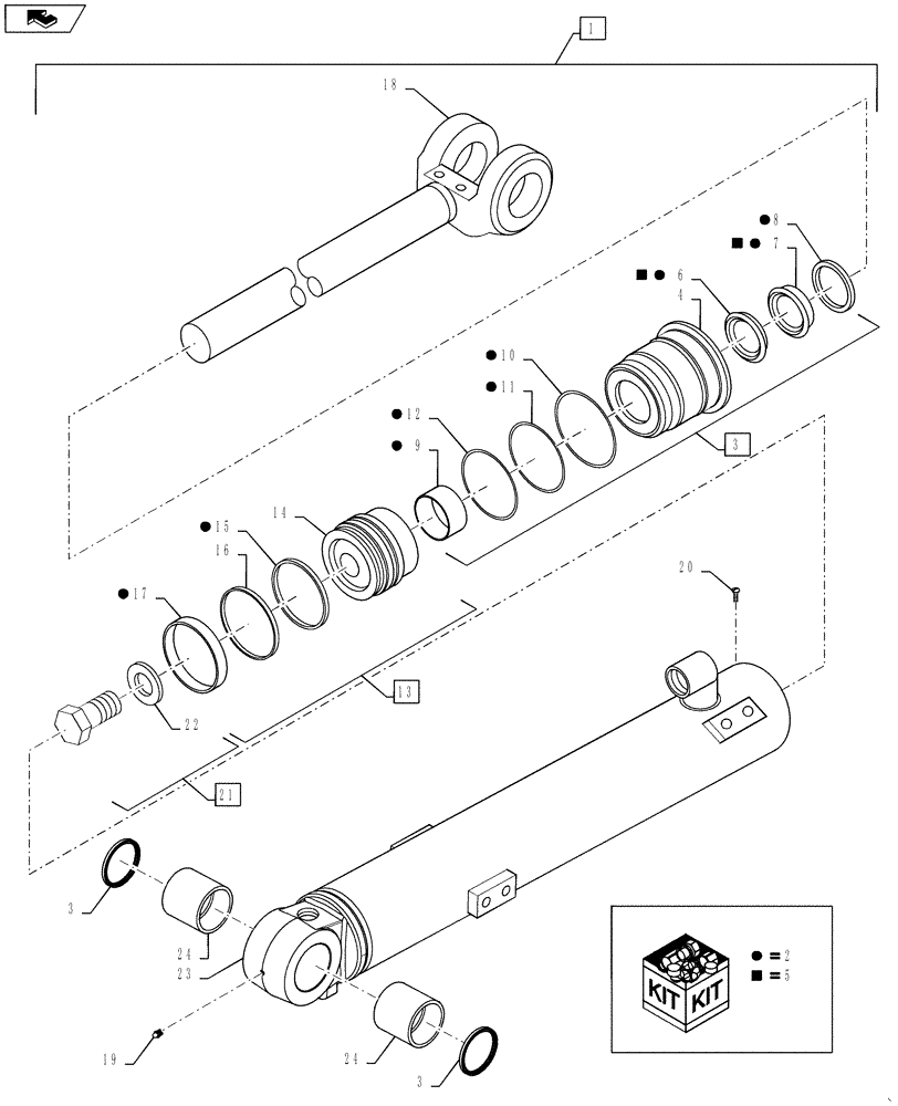 Схема запчастей Case 621F - (39.100.10[03]) - TILT CYLINDER ASSEMBLY, XT/TC (39) - FRAMES AND BALLASTING