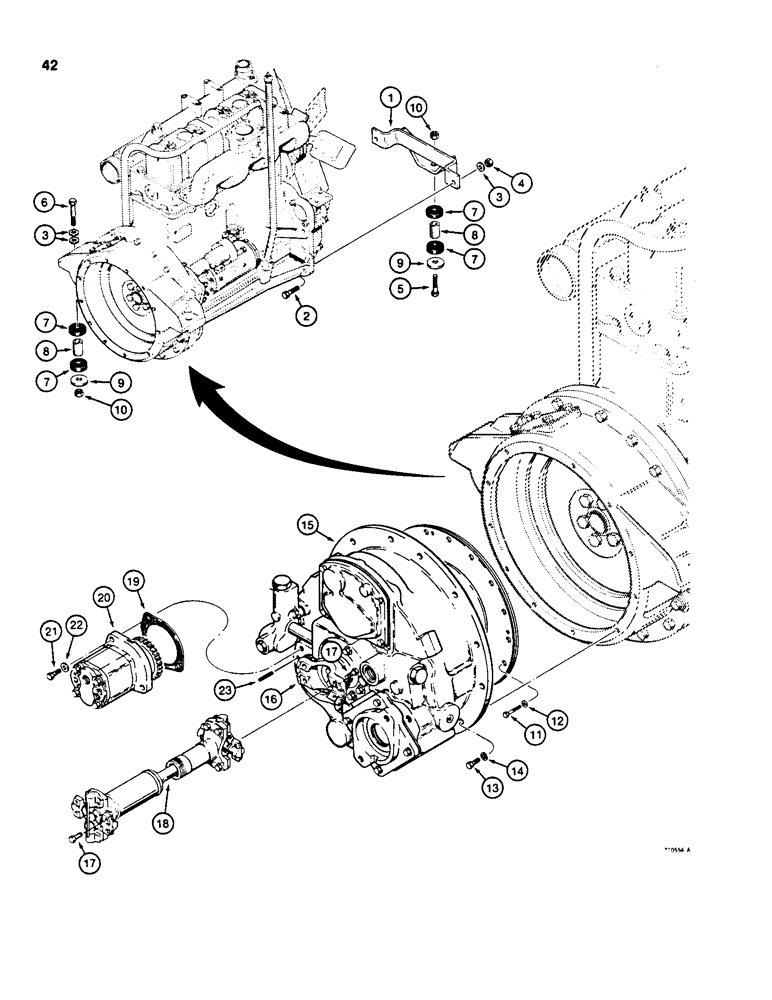 Схема запчастей Case 850C - (042) - ENGINE AND TORQUE CONVERTER MOUNTING (01) - ENGINE
