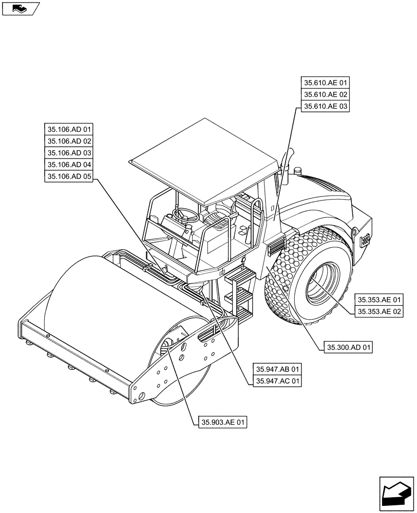 Схема запчастей Case SV211 - (35.000.00) - SECTION INDEX - HYDRAULICS SYSTEMS (35) - HYDRAULIC SYSTEMS