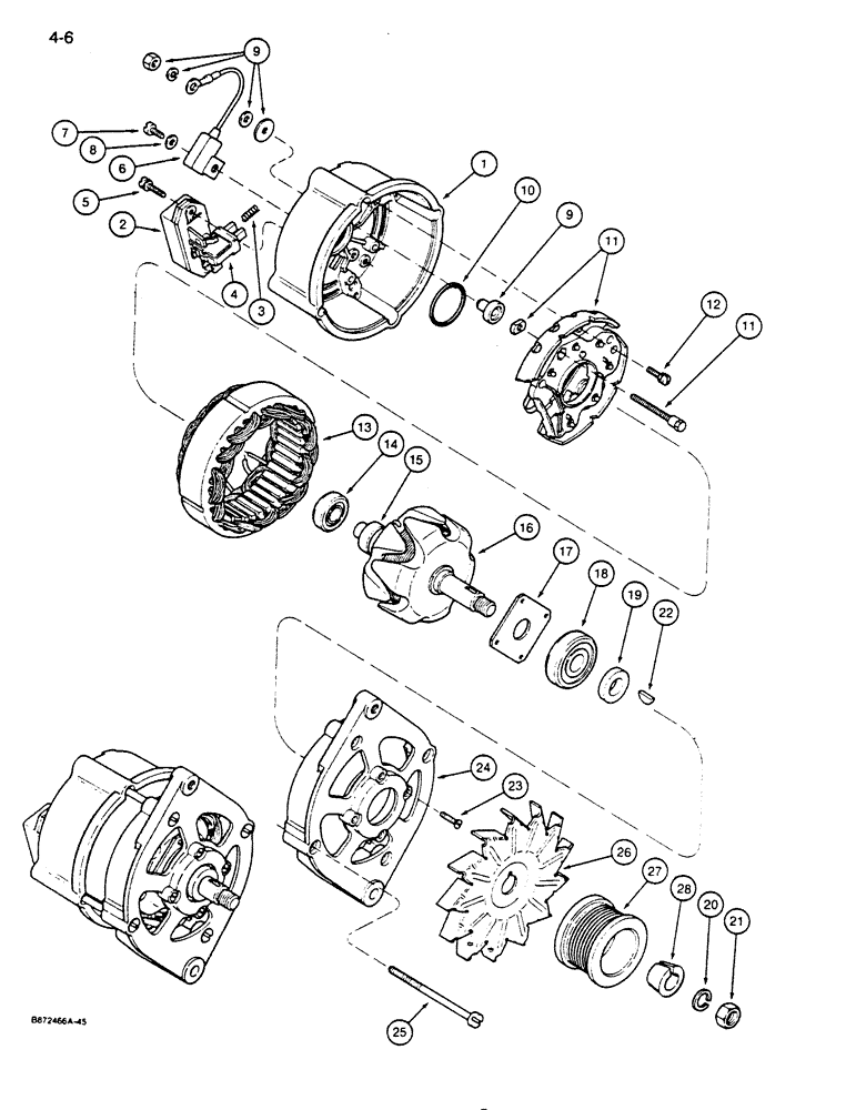 Схема запчастей Case 850D - (4-06) - ALTERNATOR - A186124 (04) - ELECTRICAL SYSTEMS