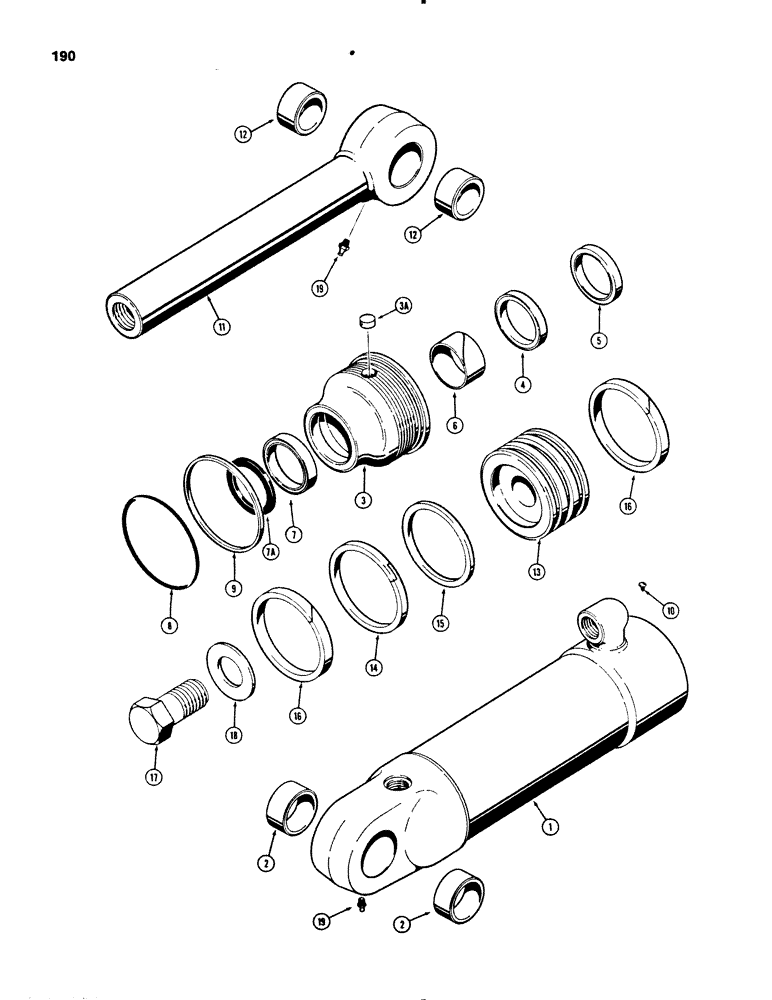 Схема запчастей Case 450B - (190) - G101232 ANGLE CYLINDER, ANGLE TILT DOZER (07) - HYDRAULIC SYSTEM