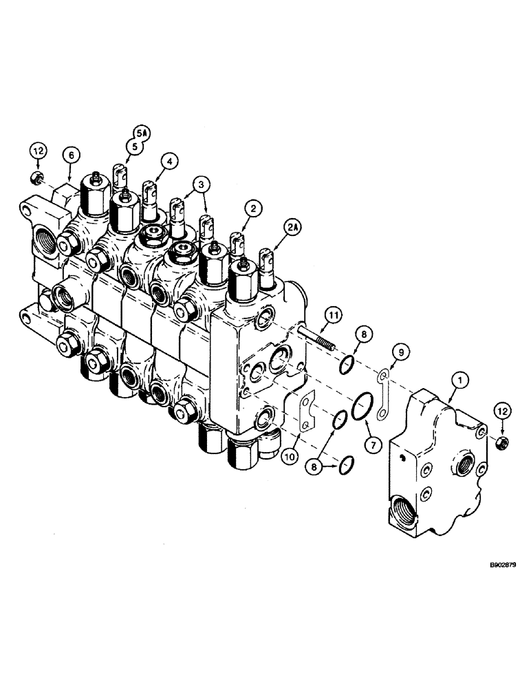 Схема запчастей Case 590 - (8-074) - BACKHOE CONTROL VALVES, MODELS WITHOUT EXTENDABLE DIPPER (08) - HYDRAULICS