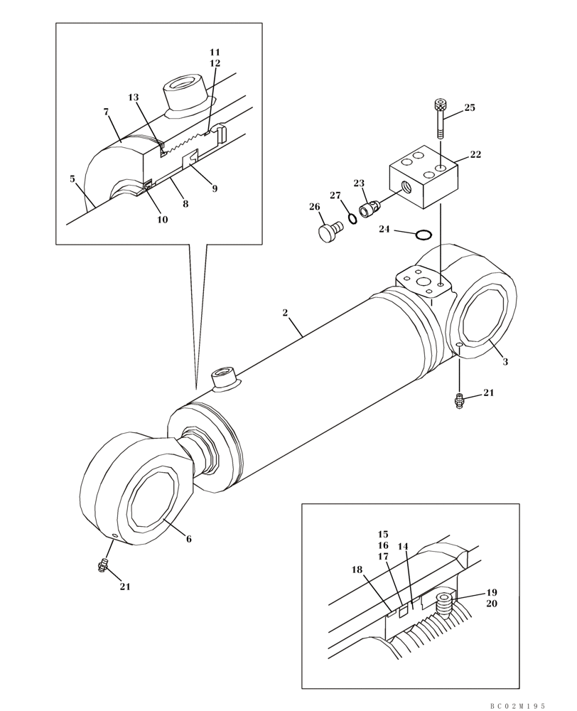 Схема запчастей Case CX470B - (08-33) - CYLINDER ASSY - COUNTERWEIGHT (08) - HYDRAULICS
