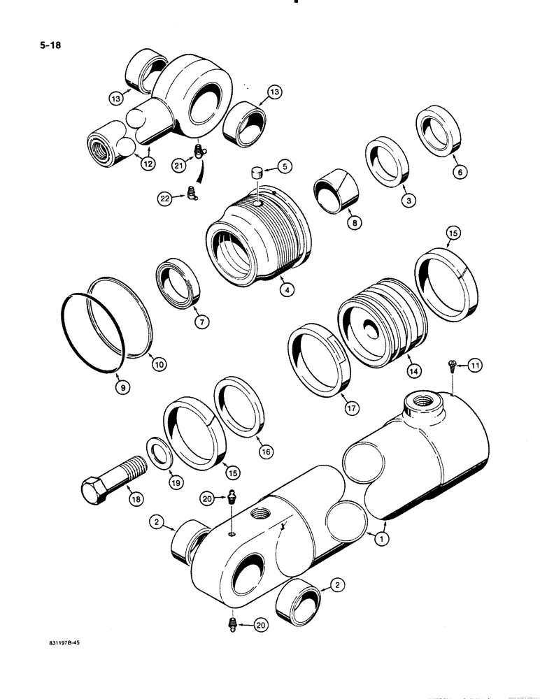 Схема запчастей Case W11B - (5-018) - G103549 STEERING CYLINDER (05) - STEERING