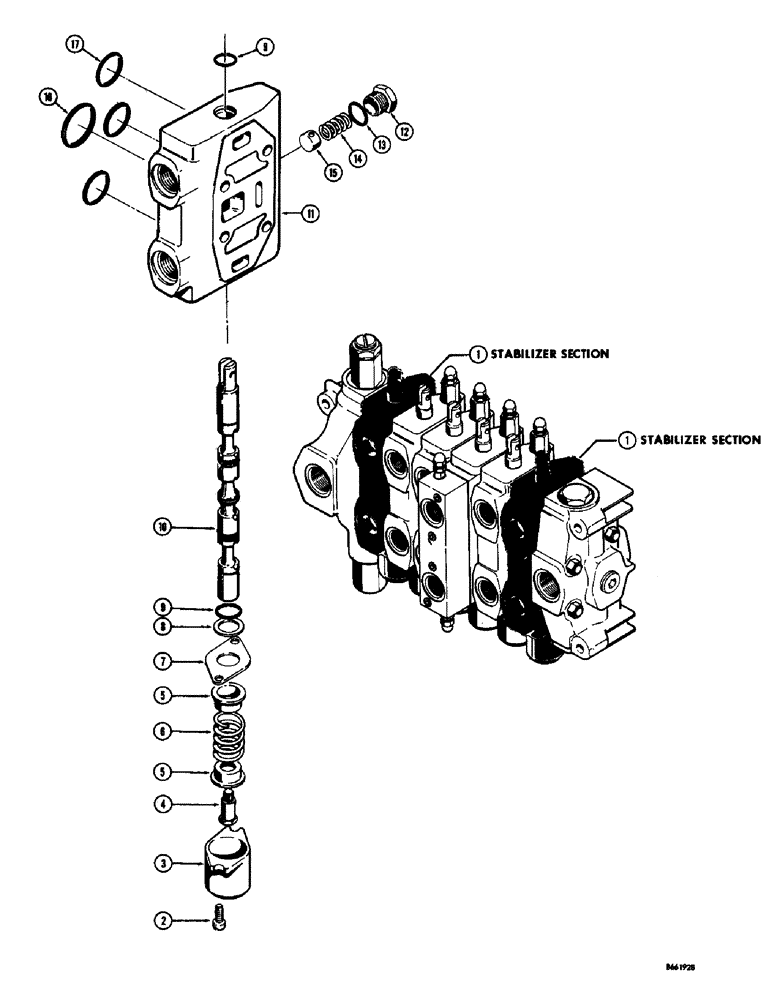 Схема запчастей Case 34 - (162) - D40754 BACKHOE STABILIZER SECTION 