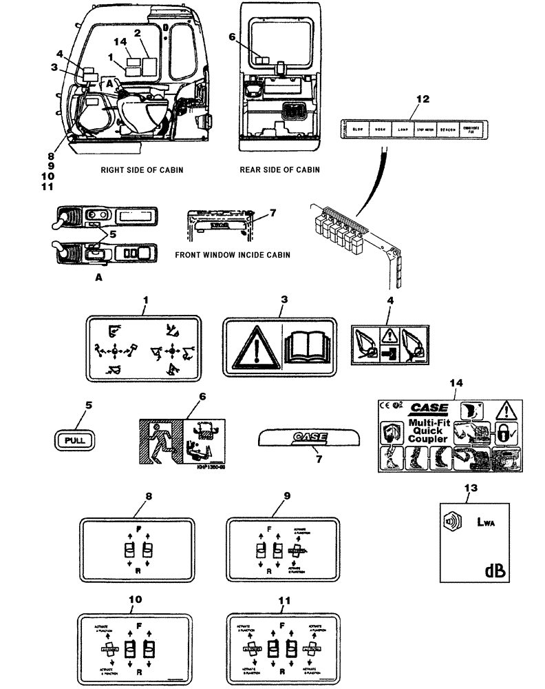 Схема запчастей Case CX350 - (09-145-00[01]) - DECALS (09) - CHASSIS