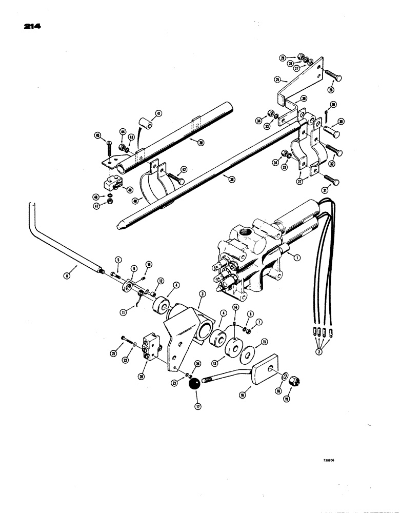 Схема запчастей Case W24B - (214) - LOADER POSITIONING CONTROLS, MODELS WITHOUT INSTRUMENT CLUSTER (09) - CHASSIS
