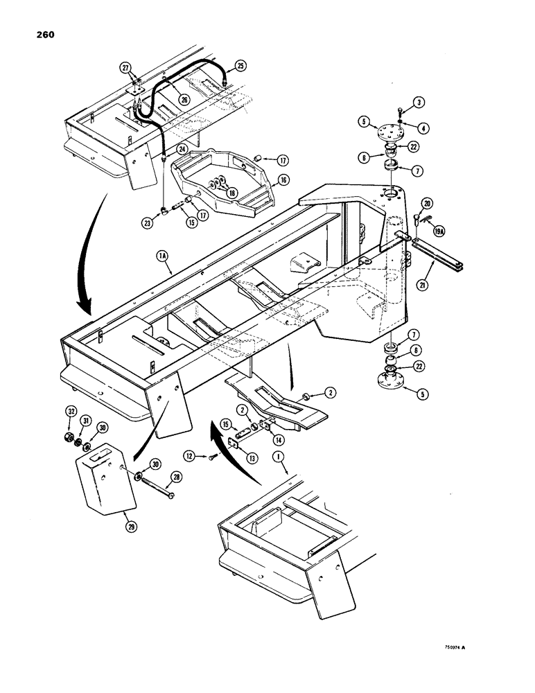 Схема запчастей Case W24B - (260) - REAR FRAME AND TRUNNION (09) - CHASSIS