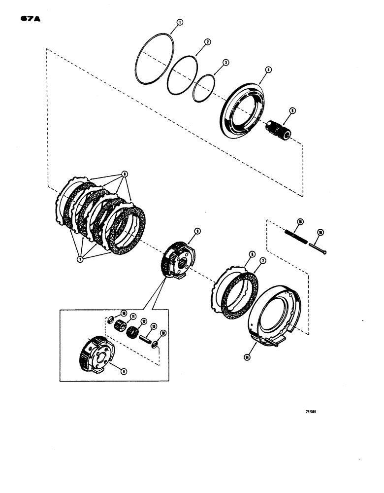 Схема запчастей Case W24 - (067A) - TRANSMISSION, REVERSE CLUTCH AND PLANETARY, TRANSMISSION SN. 35042 AND AFTER (06) - POWER TRAIN