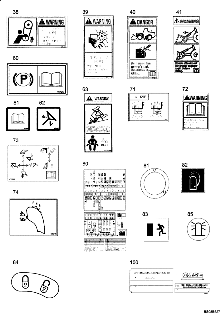 Схема запчастей Case 121E - (91.006[6559877000]) - DECALS CASE (N.A) 2 OF 2 (90) - PLATFORM, CAB, BODYWORK AND DECALS