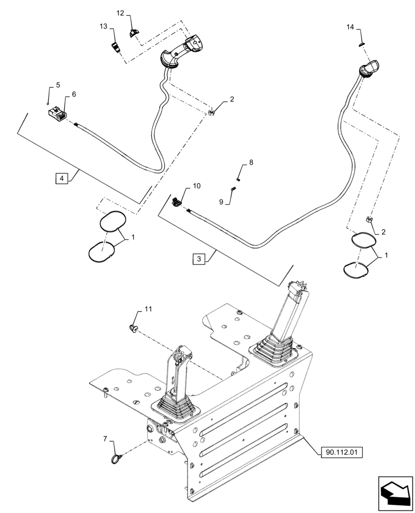 Схема запчастей Case SV250 - (55.512.CL[02]) - LEVEL 100 HANDLE GRIPS, 1-SPEED MECH CONTROLS (55) - ELECTRICAL SYSTEMS