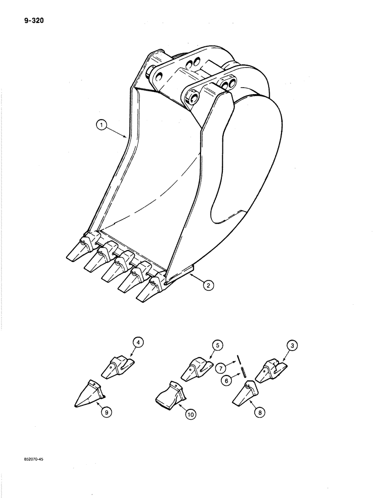 Схема запчастей Case 1080B - (9-320) - BACKHOE BUCKETS, HIGH CAPACITY (09) - CHASSIS