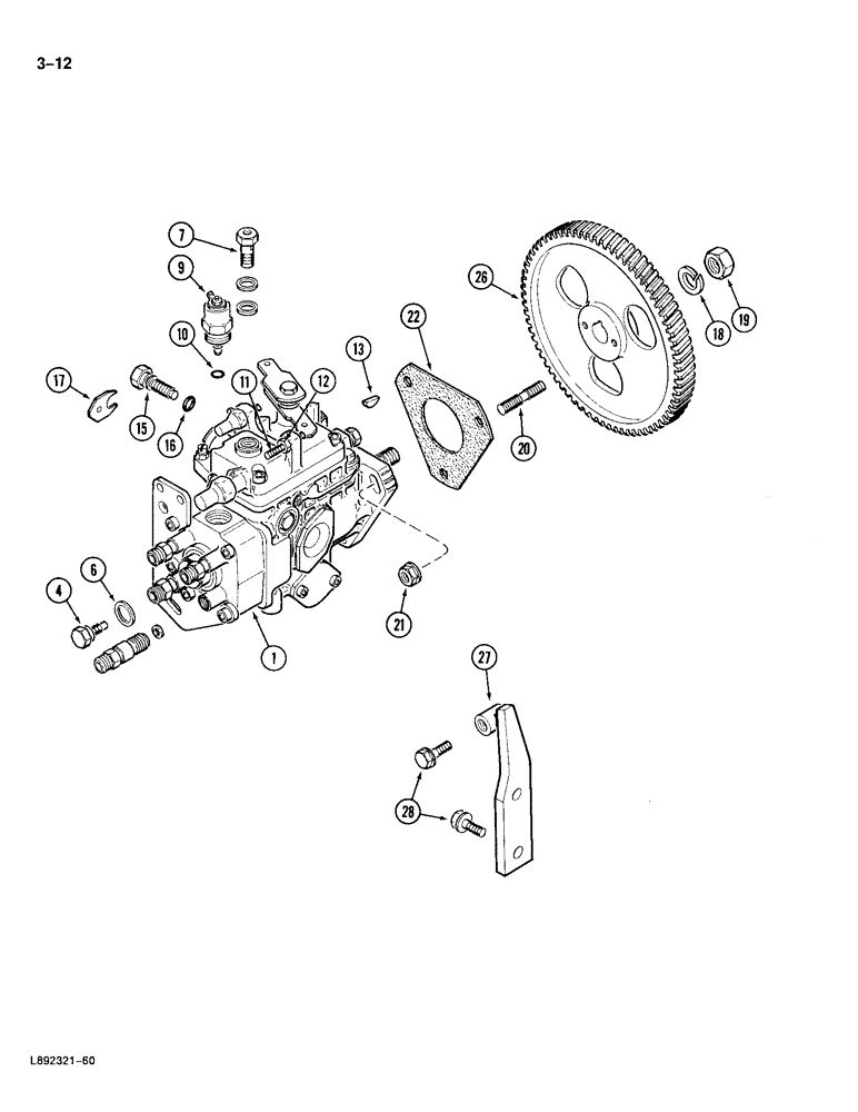 Схема запчастей Case 688 - (3-12) - FUEL INJECTION SYSTEM, 4T-390 ENGINE (03) - FUEL SYSTEM