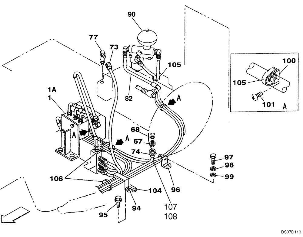 Схема запчастей Case CX130 - (08-053) - HYDRAULICS - PILOT PRESSURE, RETURN LINES (DAC0713099 - DAC0713245) (08) - HYDRAULICS