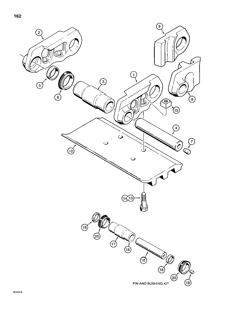 Схема запчастей Case 1155D - (162) - CASE LUBRICATED TRACK CHAIN, IF USED, WITH SPLIT MASTER LINKS (11) - TRACKS/STEERING