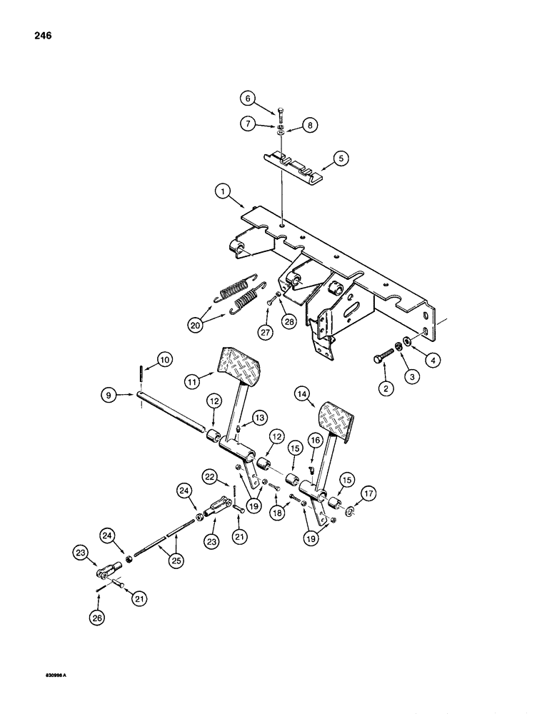 Схема запчастей Case 1150D - (246) - POWER BRAKES - PEDALS AND RODS, DOZER AND DRAWBAR MODELS (07) - BRAKES