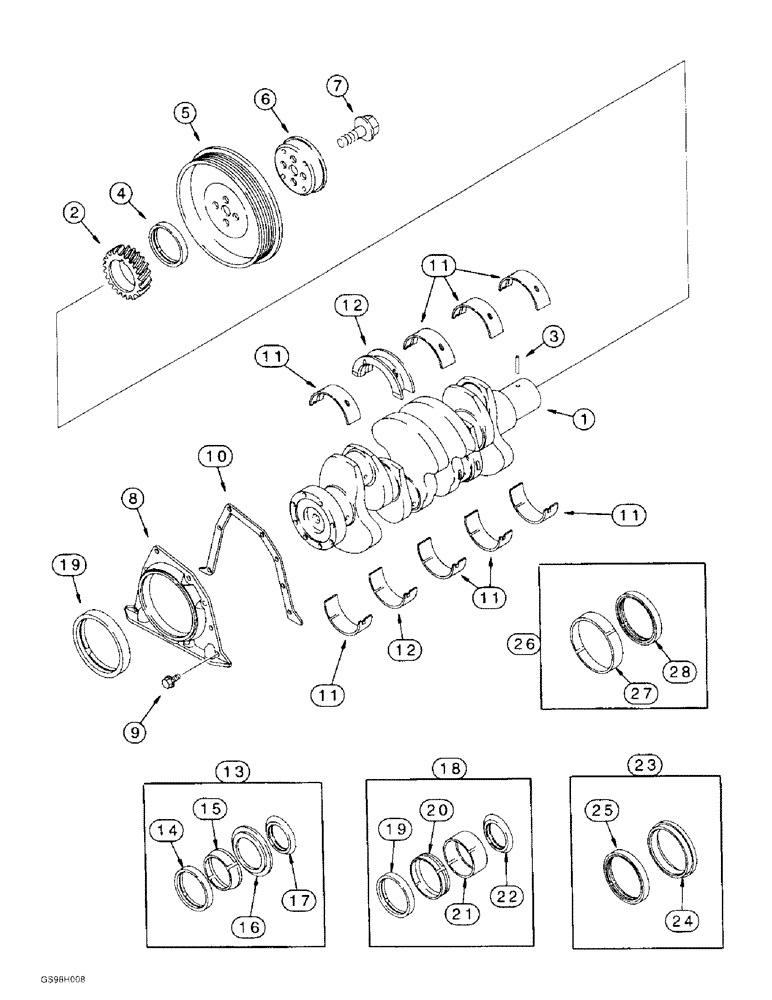 Схема запчастей Case 584E - (2-37C) - CRANKSHAFT, P.I.N. JJG0251722 AND AFTER, 4-390 EMISSIONS CERTIFIED ENGINE (02) - ENGINE