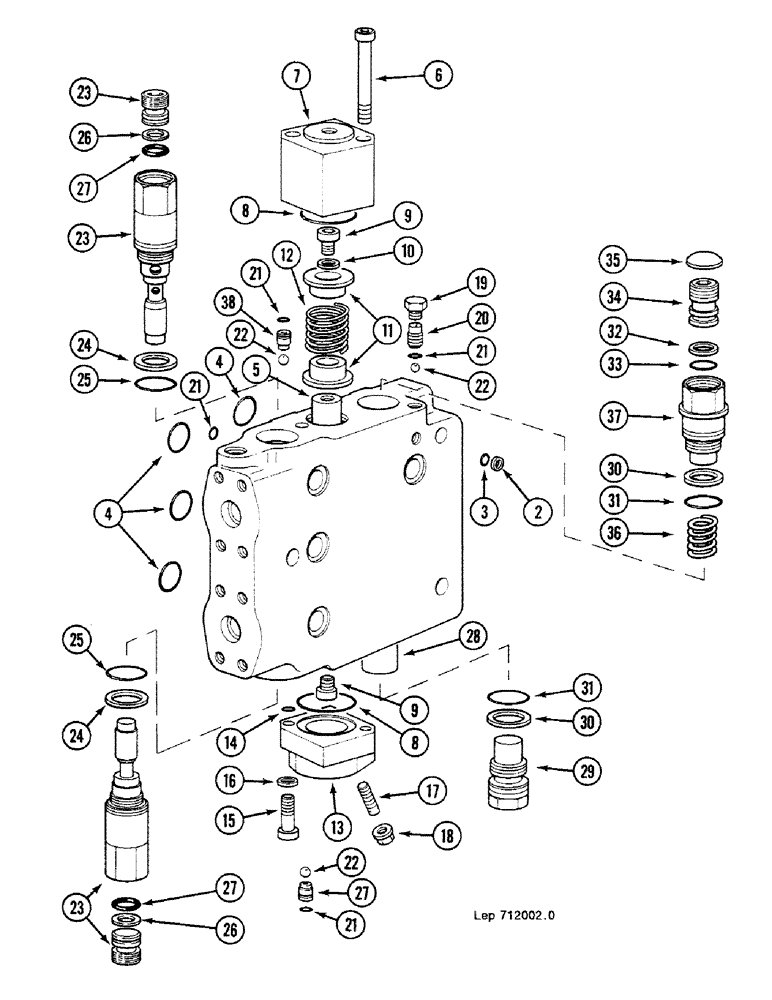 Схема запчастей Case 688C - (7-12) - CONTROL VALVE FOR TRAVEL (07.1) - UNDERCARRIAGE HYDRAULICS