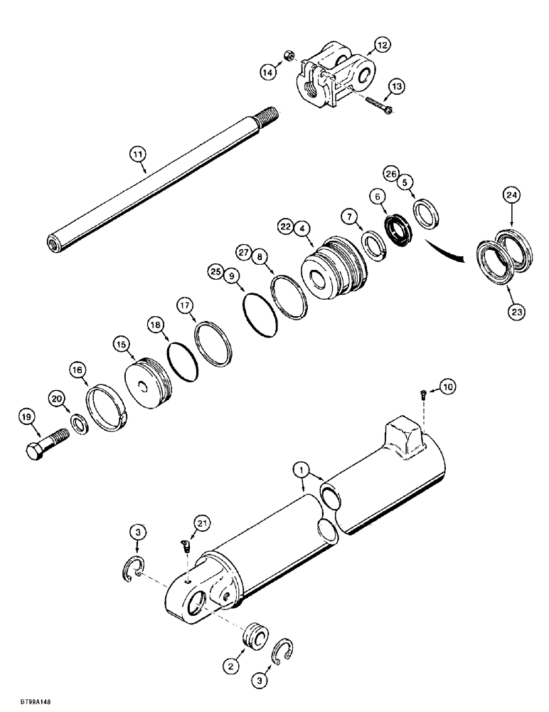 Схема запчастей Case 584E - (8-44) - TILT CYLINDERS, MODELS WITH DUAL LIFT CYLINDERS, WITH 31 DEGREE FORWARD MAST TILT (08) - HYDRAULICS
