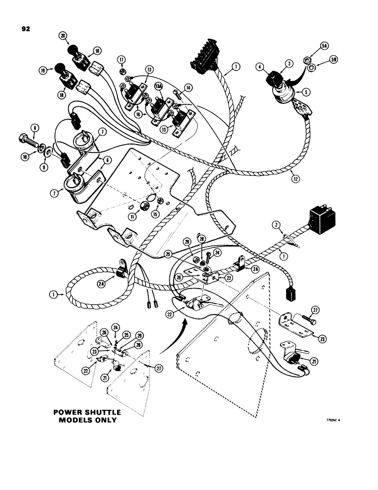 Схема запчастей Case 580C - (092) - ELECTRICAL SYSTEM, MAIN HARNESS & CONNECTIONS, MODELS W/FLASHER LIGHTS, TRACTORS BEFORE S/N 8958213 (04) - ELECTRICAL SYSTEMS