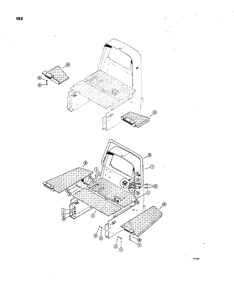 Схема запчастей Case 850 - (192) - COWL, FLOOR PLATES AND RELATED PARTS (05) - UPPERSTRUCTURE CHASSIS