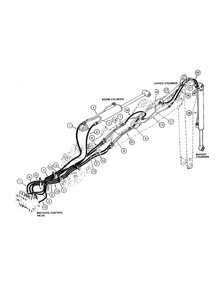 Схема запчастей Case 580SK - (1-20) - PICTORIAL INDEX BACKHOE HYDRAULICS BOOM, DIPPER AND BUCKET (00) - PICTORIAL INDEX
