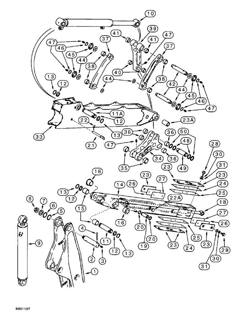 Схема запчастей Case 590L - (9-048) - EXTENDABLE DIPPER (09) - CHASSIS/ATTACHMENTS