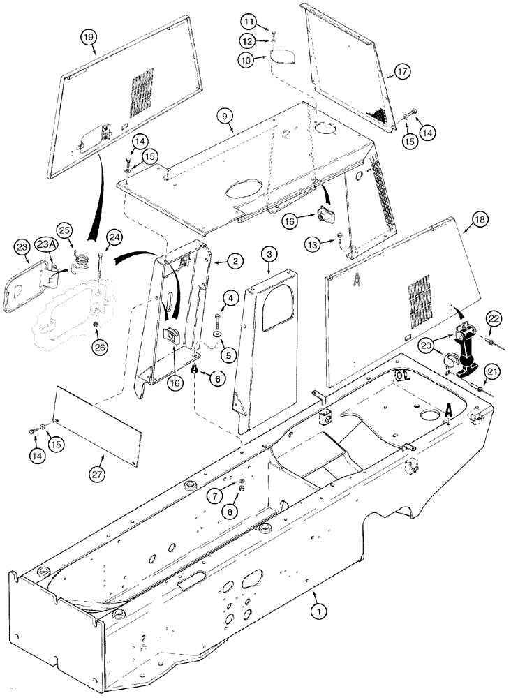 Схема запчастей Case 960 - (09-01) - CHASSIS HOOD AND GRILLE (09) - CHASSIS