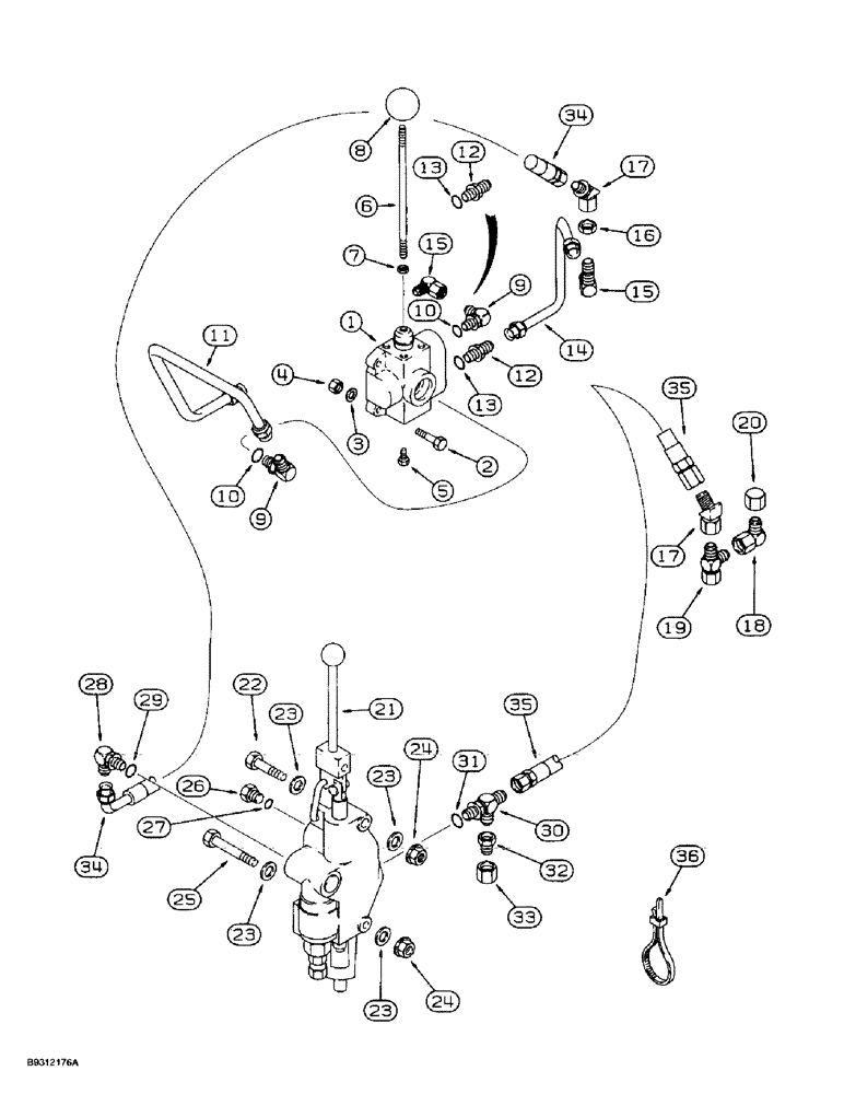 Схема запчастей Case 560 - (8-154) - AUXILIARY REAR HYDRAULIC CIRCUIT (08) - HYDRAULICS