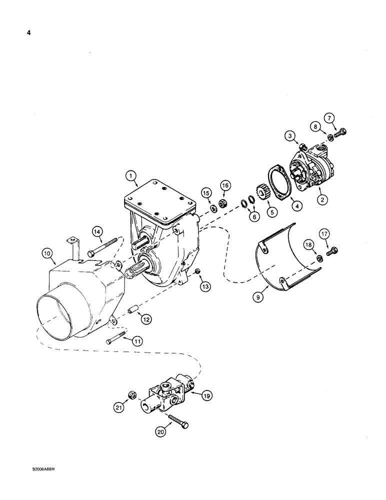 Схема запчастей Case CASE - (04) - MOTOR AND DRIVE SHAFT MOUNTING 