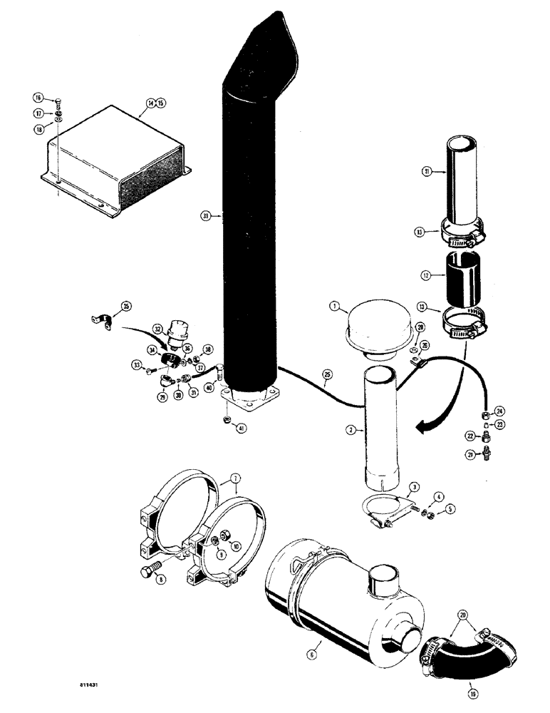 Схема запчастей Case 475 - (046) - AIR CLEANER AND EXHAUST SYSTEM, VERTICAL AIR INTAKE (10) - ENGINE
