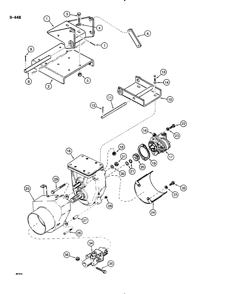 Схема запчастей Case DH4B - (9-448) - HYDRA-BORER GEARBOX AND MOTOR MOUNTING (09) - CHASSIS/ATTACHMENTS