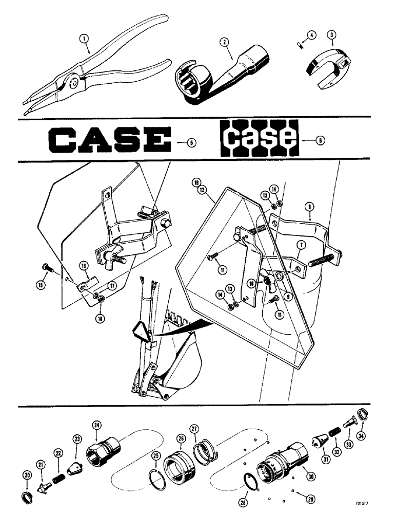 Схема запчастей Case 34 - (172) - TOOLS AND DECALS, SLOW MOVING VEHICLE EMBLEM, HYDRAULIC COUPLINGS 