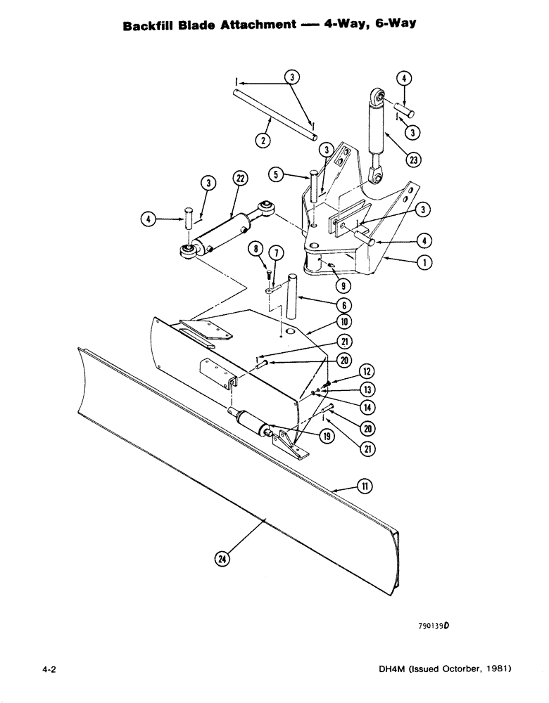 Схема запчастей Case DH4 - (4-02) - BACKFILL BLADE ATTACHMENT - 4-WAY, 6-WAY (86) - DOZER